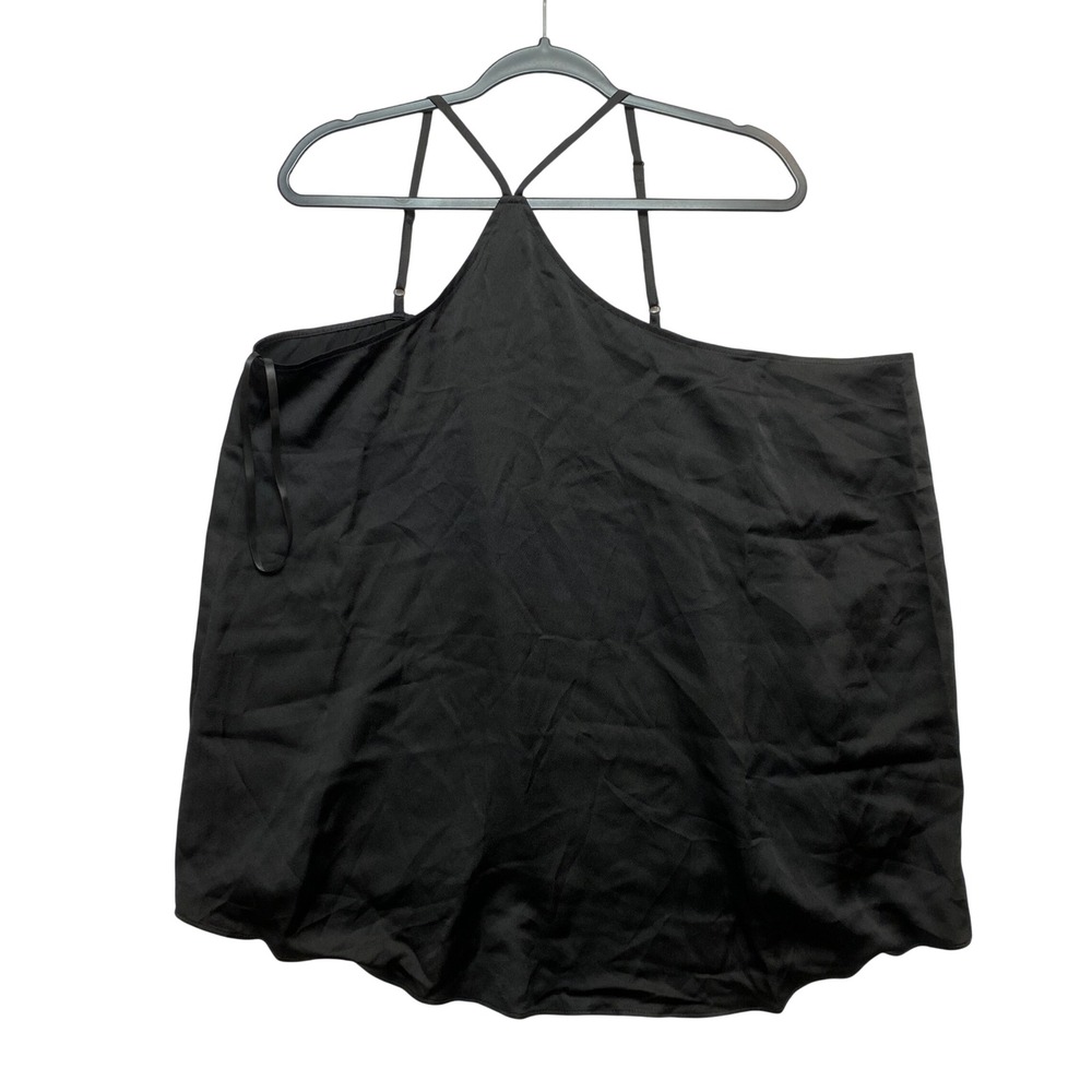 Torrid Cami Top Womens 2x Black Halter Strappy Back High-Low Hem Woven